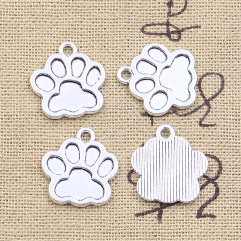 

15pcs Charms Dog Paw Bear Claw 17x16mm Antique Silver Color Pendants Making DIY Handmade Tibetan Finding Jewelry