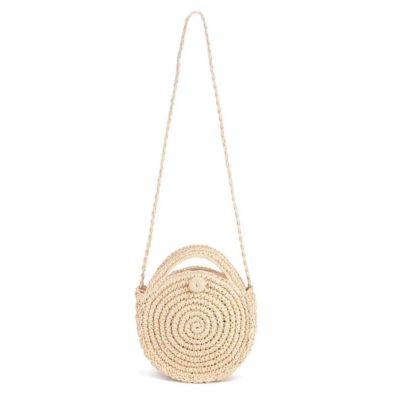 

Round Paper rope Beach Bag Summer mini Vintage Handmade Crossbody straw Bag Girls Circle Rattan bag Small Bohemian Shoulder