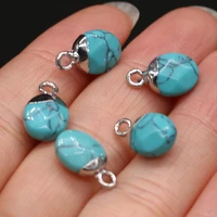 5 pcs natural semi precious stone pendants blue turquoise for diy jewelry making high quality gift handmade accessories