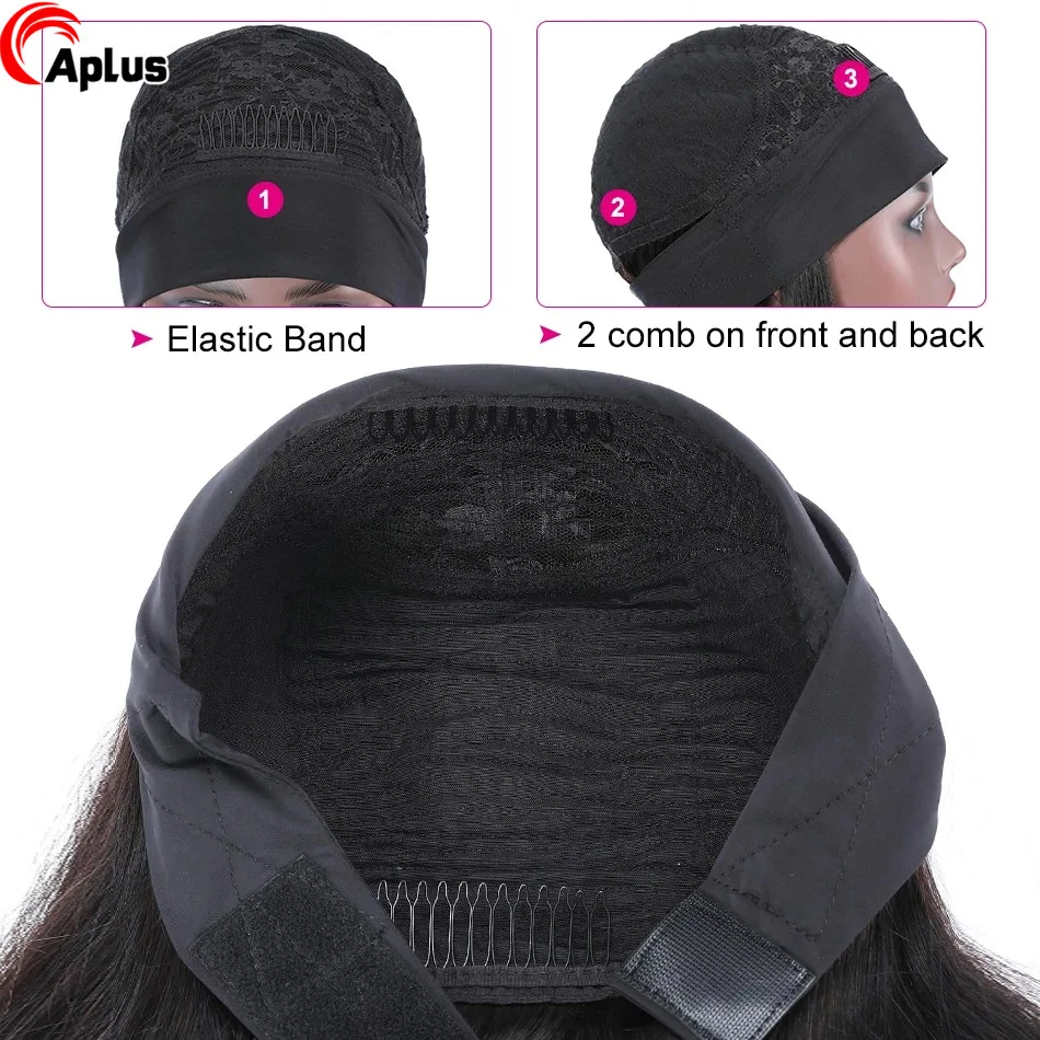 

Headband Wig Curly Human Hair Wigs Brazilian Remy Hair Women Long Curly Black Wave Wigs With Headband Cosplay Machine Made Wigs