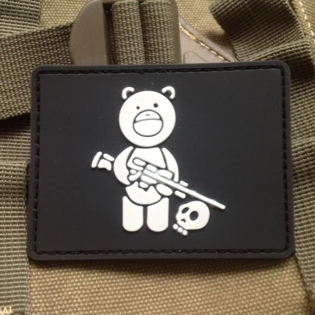 Bear 8 x 5cm Morale Patches No Knife No Life SKULL PVC 3D Military Tactical Patch badge applique EMBLEM - Цвет: Bear 8 x 5cm