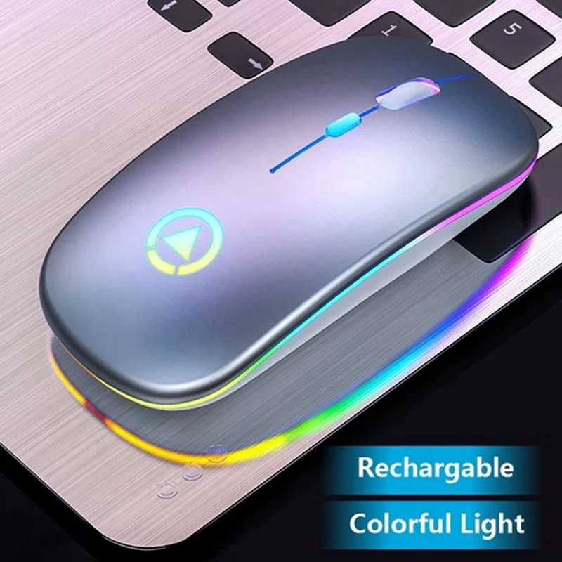 

2x YINDIAO Wireless Mouse Rechargeable Silent Mouse 2.4GHz USB Optical Ergonomic Mice LED Backlight Mouse(White&Black)