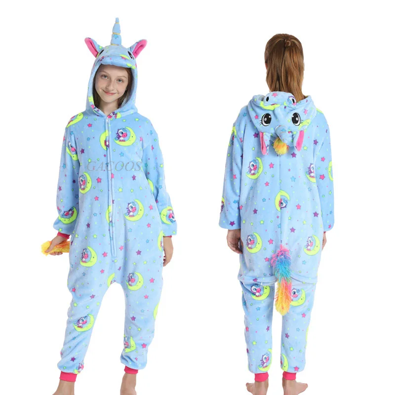 Kigurumi Children's Pajamas For Boys Girls Unicorn Pajamas Flannel Kids Panda Pijamas Suit Animal Sleepwear Winter Cat Onesies