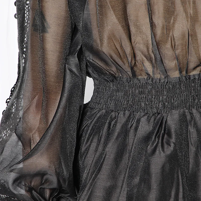 

Temperament Patchwork Perspective Shirt for Woman Short Puff Sleeve Blouse Tops Blusas Mujer De Moda 2020