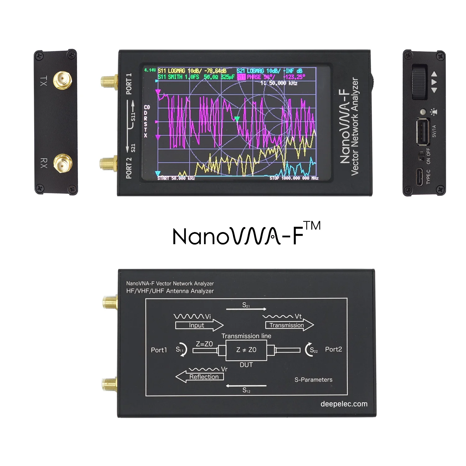 Анализатор сети NanVNA H 4 3 дюйма 50 1 5 ГГц IP5306 2 А IPS MF HF VHF Векторный ручной анализатор