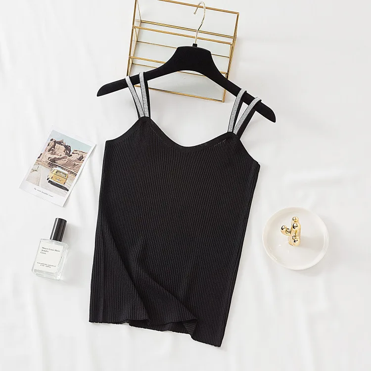 

Women Sexy Lace Tank Tops Vest Blouse Female Casual Crop Camisole Patchwork Hollow Black