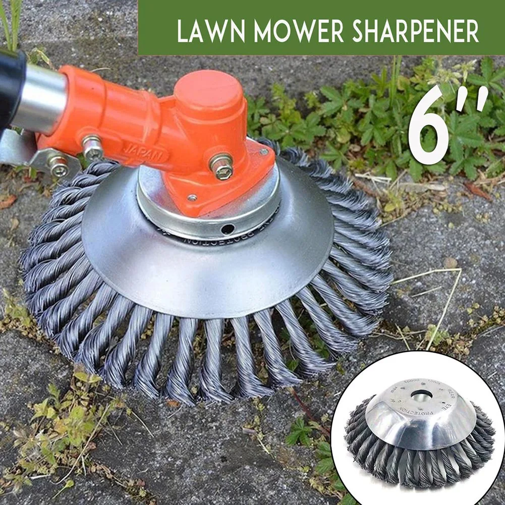 

6/8 Inch Steel Wire Wheel Grass Trimmer Head Garden Weed Rusting Brush Cutter Lawn Mower Wire Dust Removal Weeding Trimming Head