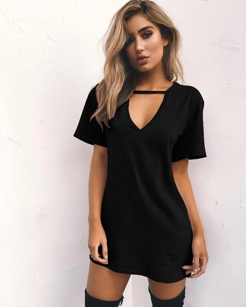 

2019 new hot style in Europe and the sexy deep V short sleeve T-shirt