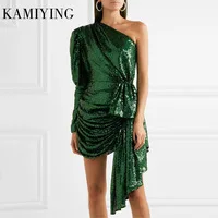 KAMIYING летнее Новое Женское Сетчатое платье с расклешенными рукавами модное сексуальное Сетчатое платье с оборками Vestidos