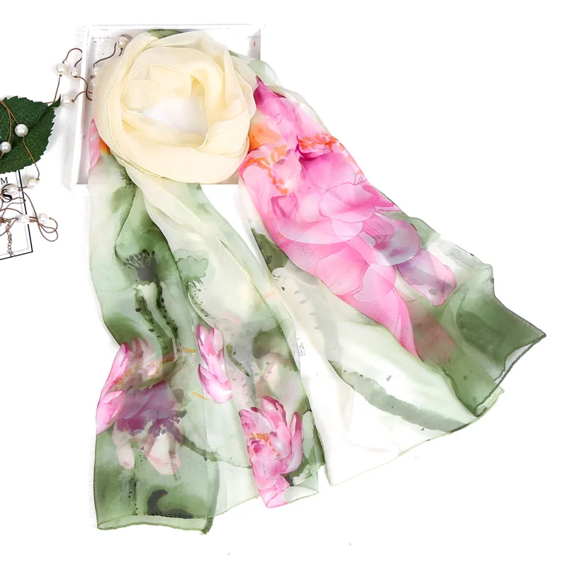 

2021 New Chiffon Fabric Scarf Women 160*50 Spring Summer Georgette Scarves Shawl Foulard En Soie All-match Bandana Wholesale