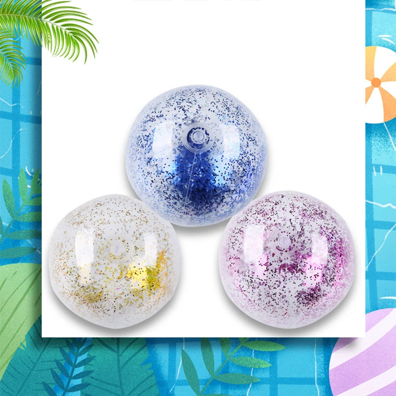 

Summer Inflatable Beach Ball Outdoor Pool Sequin Swimming Toy Water Game Sports Accessories Pool Party Kids Adults Solid Color