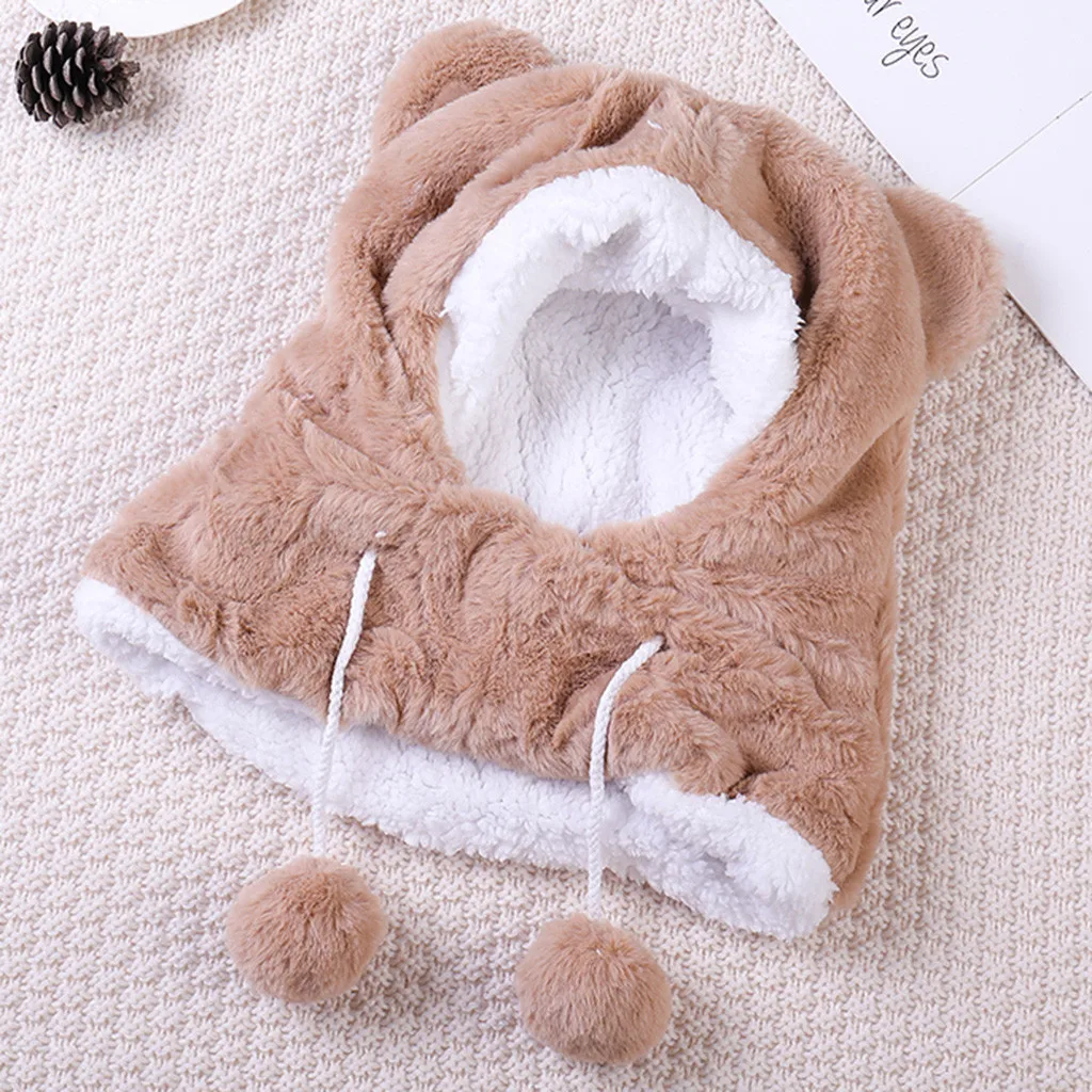 

Adjustable Newborn Baby Fleece Hats Warm Girl Boy Thicken Beanie Cap New Fashion Neckerchief Earflaps Hat Winter Girls Boys Caps