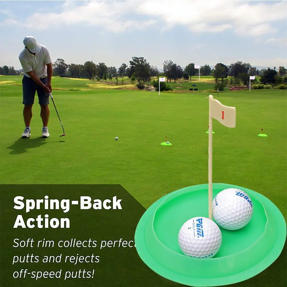 

Green All-Direction Golf Putting Cup Soft rubber Practice Putter Tool Training flag Hole Indoor Outdoor green P1N4
