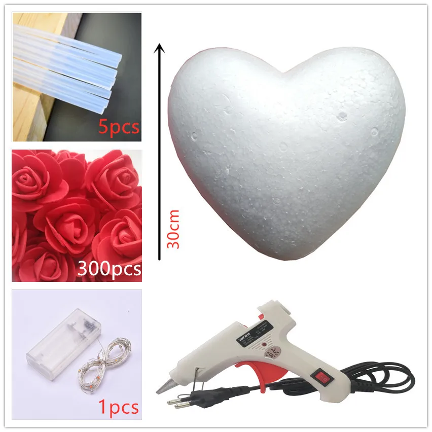 red DIY Красочные в форме сердца розы искусственные DIY ручной работы Цветы Романтический День Святого Валентина и свадебные подарки для девушки - Цвет: red DIY