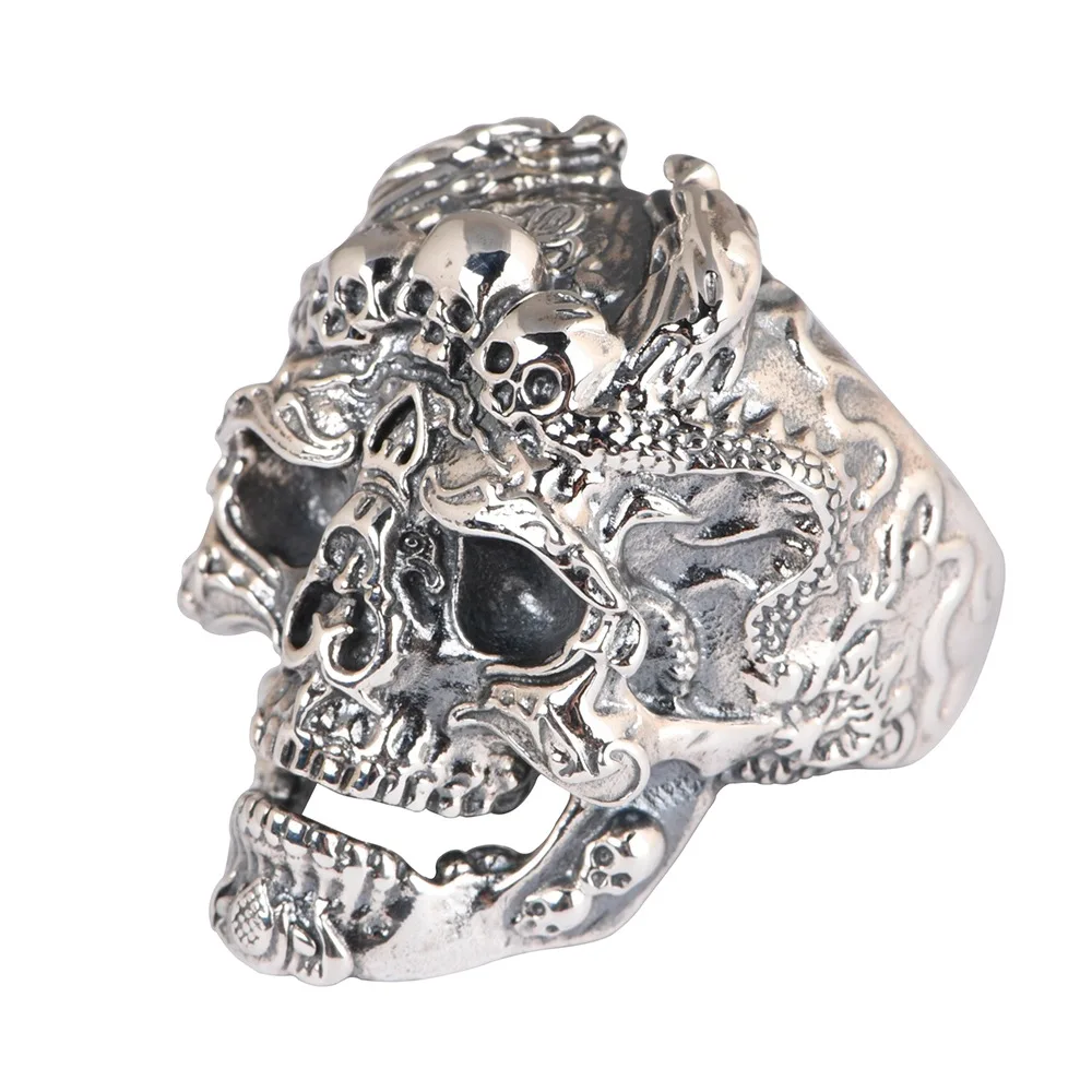 

S925 Real Silver Ring Trendy High-Grade Luxury Ring Jewelry Finding Open Skull Man Ring Jewelry Making For Wedding Bridal