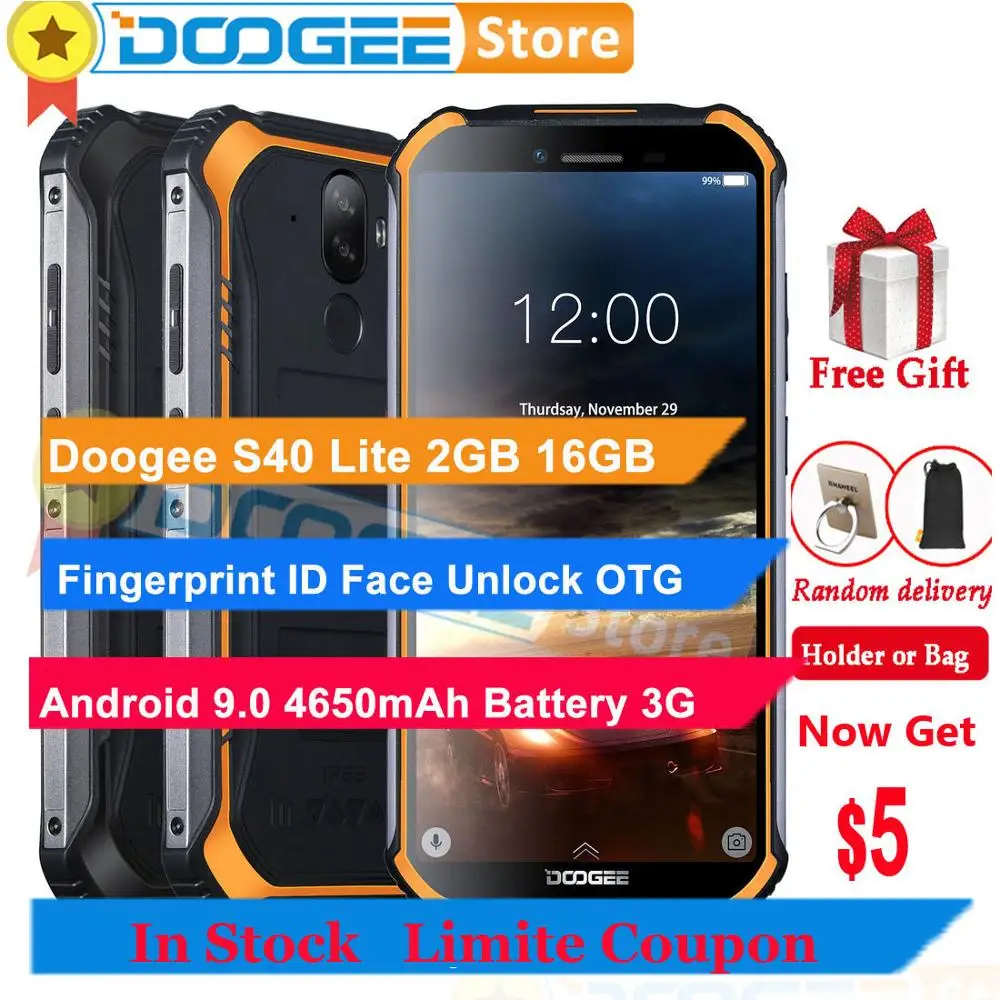 Doogee S40 Lite смартфон с 5 дюймовым дисплеем ОЗУ 2 Гб ПЗУ 16 мАч Android 4650 3G WCDMA 8