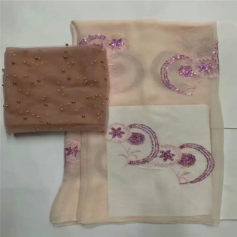 2020 Высококачественная африканская металлическая Шелковая Ткань 5 ярдов и 2 Tissu