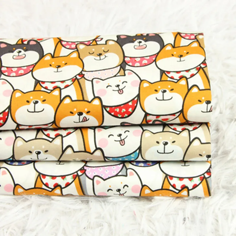 

Half Yard Thin Cotton Fabric With Cute Dog Print Handmade DIY Bag Garment Dress Sewing Material 100% Cotton CR-636