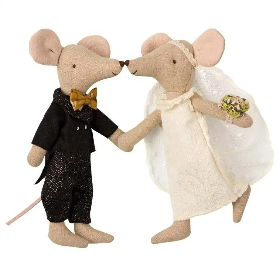 Свадебная мышь парная в коробке симпатичная маленькая из чистого хлопка и льна