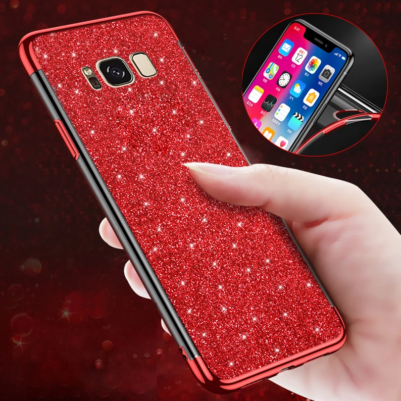 Блестящий Мягкий Силиконовый ТПУ чехол для Samsung Galaxy S8 S9 J4 J6 A6 A8 Plus 2018 A3 A5 A7 J3 J5 J7 2017