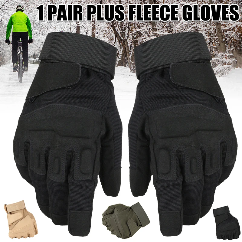 

Men's Plus Velvet Gloves Comfortable Windproof Full Finger Outdoor Glove Cold Resistance Warm for Hiking Camping -B5