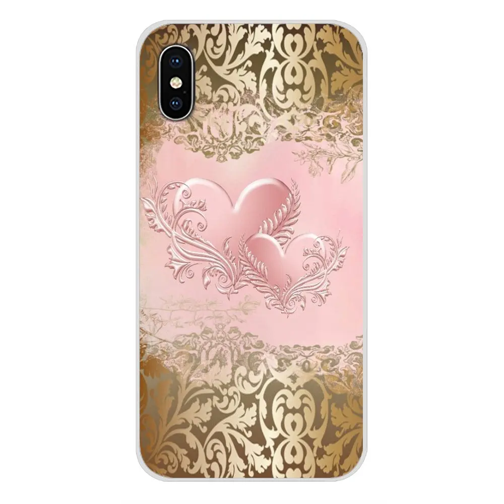 Аксессуары чехлы для телефонов золотые розовые с сердечками Huawei Mate Honor 4C 5C 5X 6X 7 7A 7C