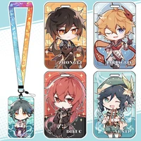 card cover genshin impact game cosplay anime accessories bus id ic student bank card decoration keychain mobile phone pendant