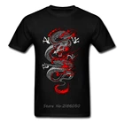 Футболка мужская с рисунком азиатского дракона, хлопковая рубашка в китайском стиле, с круглым вырезом, топ с графическим принтом, в стиле Харадзюку