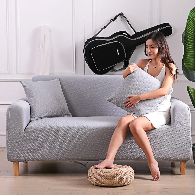 1 шт. вязаный однотонный растягивающийся чехол для дивана жаккардовый