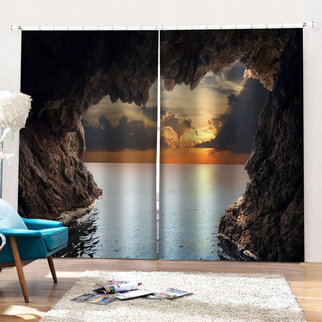 3D занавес на заказ красивый с закатом море занавеска для спальни ванной душа фото