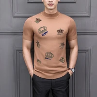 crown style design spring mens sweater comfortable soft fabric knitted cashmere t shirt hot drill pullover oversized