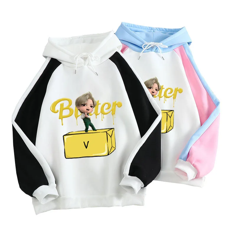 

Kpop Bangtan Boys Butter Hoodie Men/Women Casual Printed Loose Color Block Sweatshirt Hip Hop Unisex Streetwear Harajuku Tee Top