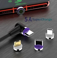 2m 5a 90 degree magnetic cable micro usb type c charging cable for iphone samsung fast magnet charger data cable usb c cord