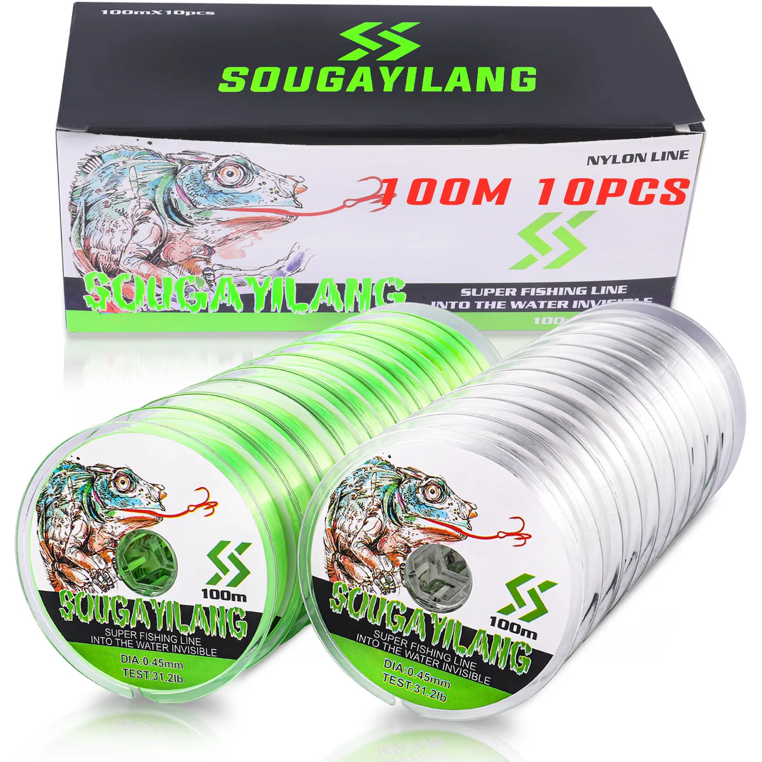 

Sougayilang рыболовная леска, 1000 м, нилон, сверхпрочная леска для морской и пресной воды, мононитиевая истираемая леска 5-30 анг. Фунт., фторуглеродн...