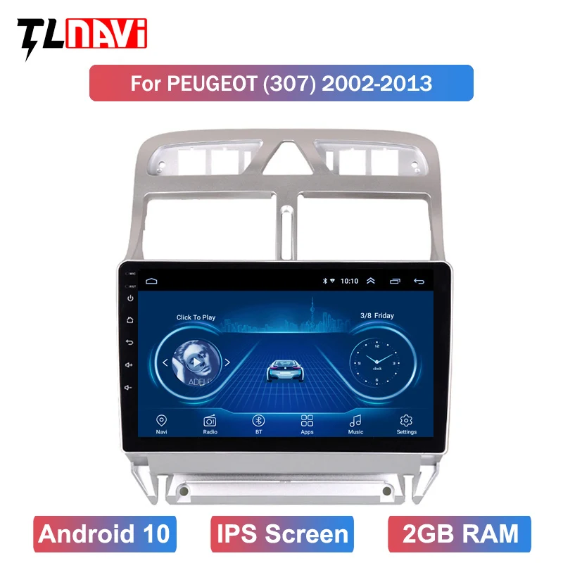 Android 10 IPS 2.5D автомобильный DVD-плеер GPS-навигация Мультимедиа для peugeot 307 307CC 307SW радио