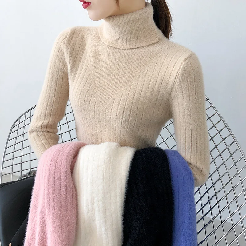 Свитер женский осенне-зимний с высоким воротником | Женская одежда