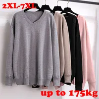100/175kg bust 150/160cm plus size women clothing extra large Pullover thickened V-neck bottoming sweaters Suéter grande