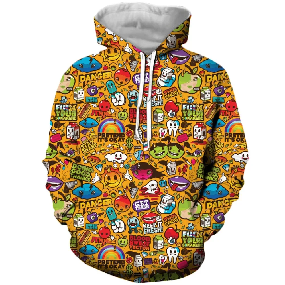 

3D new fashion men's hoodie villain cartoon 3d printing unisex hoodie casual