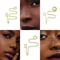 18 styles real gold plated african nose cuff non piercing fake nose ring for women men clip on nose ring fake piercings jewelry