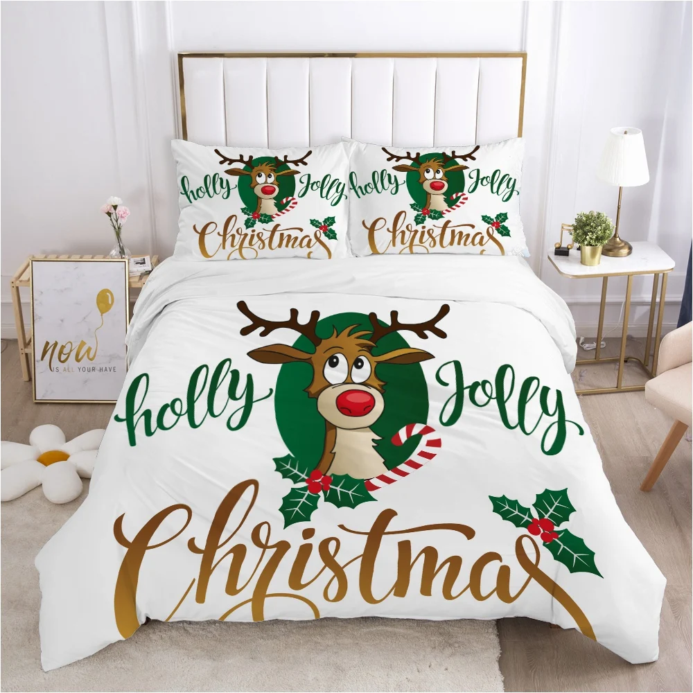 

Christmas santa claus Duvet cover set 240x220 200x200 Bedding set Twin Queen King Double Bed linens Quilt cover Bedclothes deer