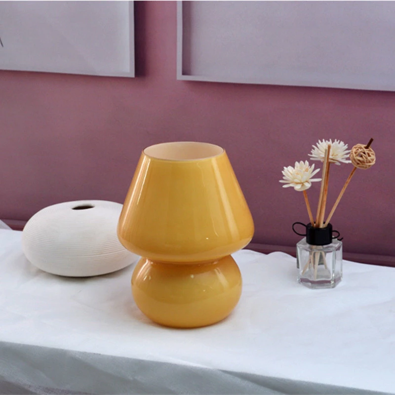 Стеклянная Светодиодная настольная лампа для спальни прикроватная в Корейском