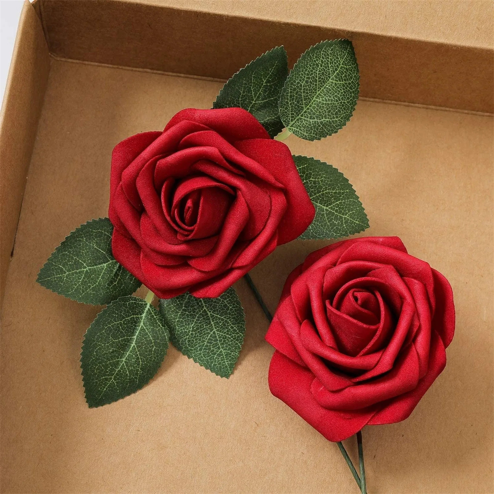 

Set Of 50 Artificial Roses With 15 Leaves For Diy Bouquets Wedding Party Decoration Baby Shower Home Decoration