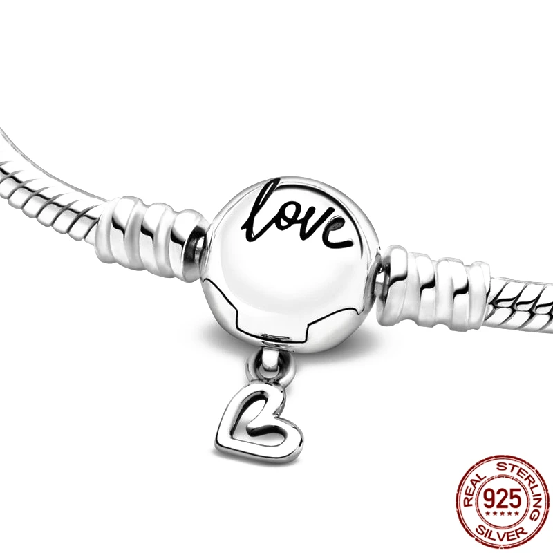 

925 Sterling Silver Love Chain Buckle Snake Shape Fit Original 3mm Bracelet&Bangle Making Fashion DIY Jewelry For Women