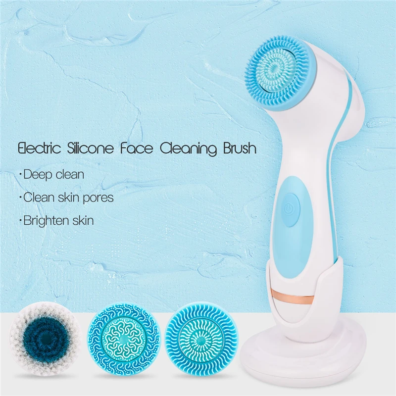 

3 in 1 Multifunctional Silicone Face Cleaner Rechargeable Facial Cleansing Brush Blackhead Removal Acne Pore Cleanser Machine