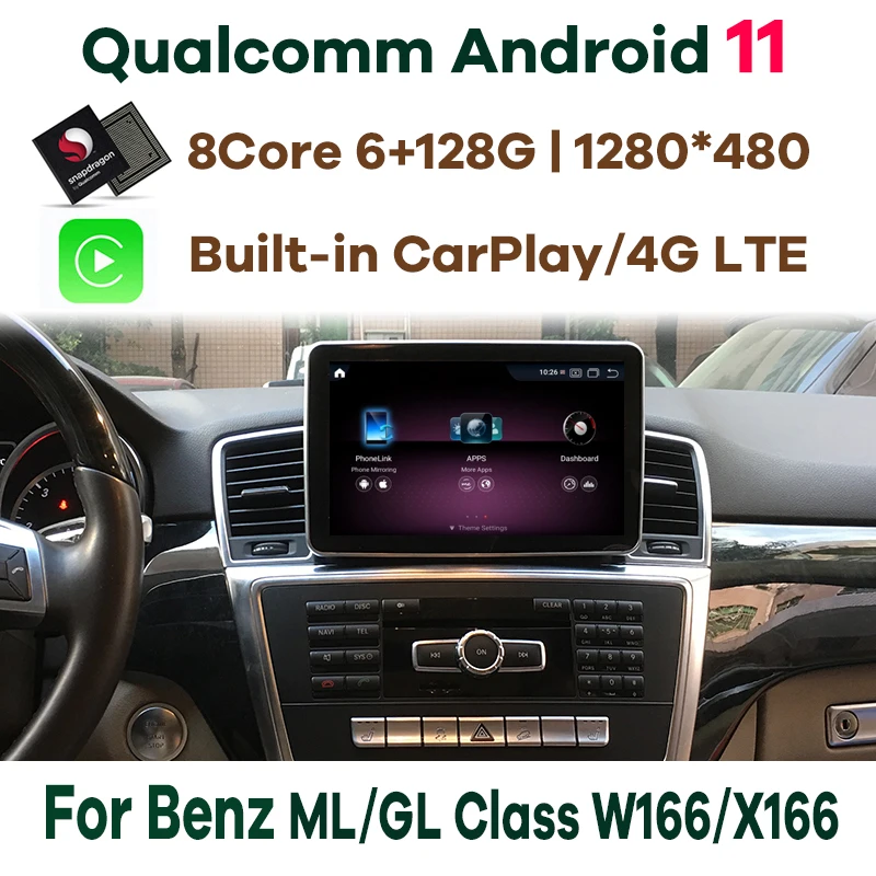 

Android 11 Qualcomm 6G 128G Car Multimedia Player GPS Stereo Radio for for Mercedes Benz ML W166 GL X166 2012-2015 CarPlay Video