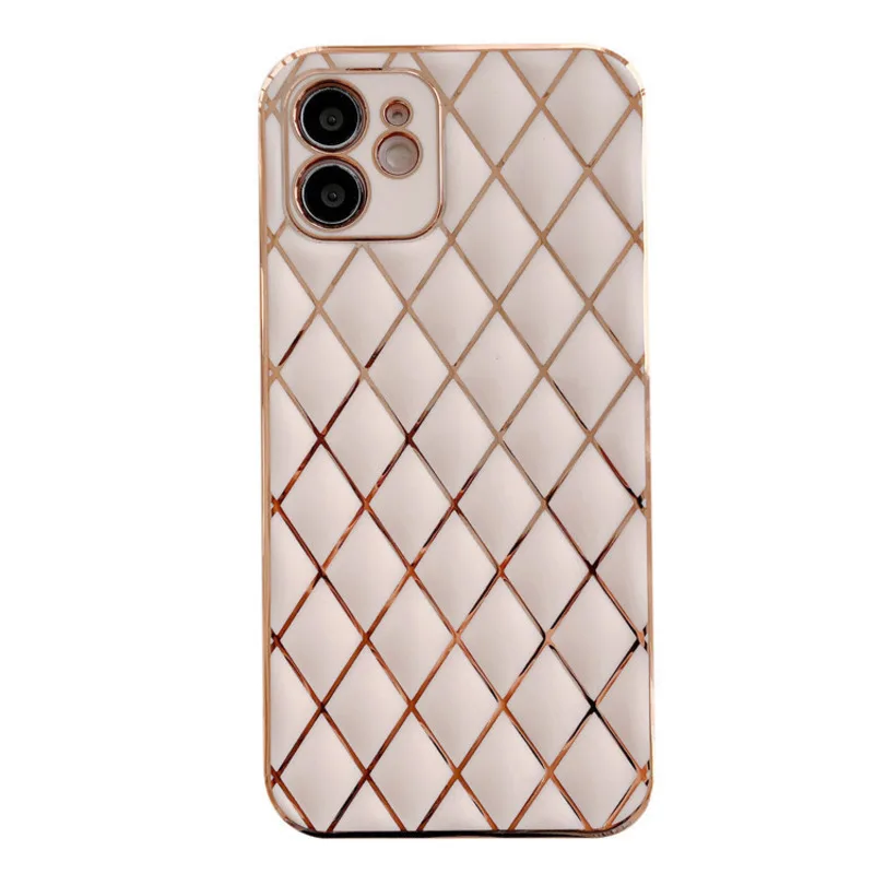 

Gold Plating Geometric Phone Case For iPhone 11 12 Pro Max 12Pro XR XS Max X 7 8 Plus 12Mini 11 12 Camera Protection Back Cover