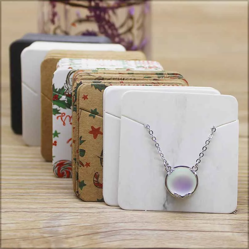 5*5 см модные ювелирные изделия дисплей ожерелье амулеты Упаковка карта 50 шт marbling