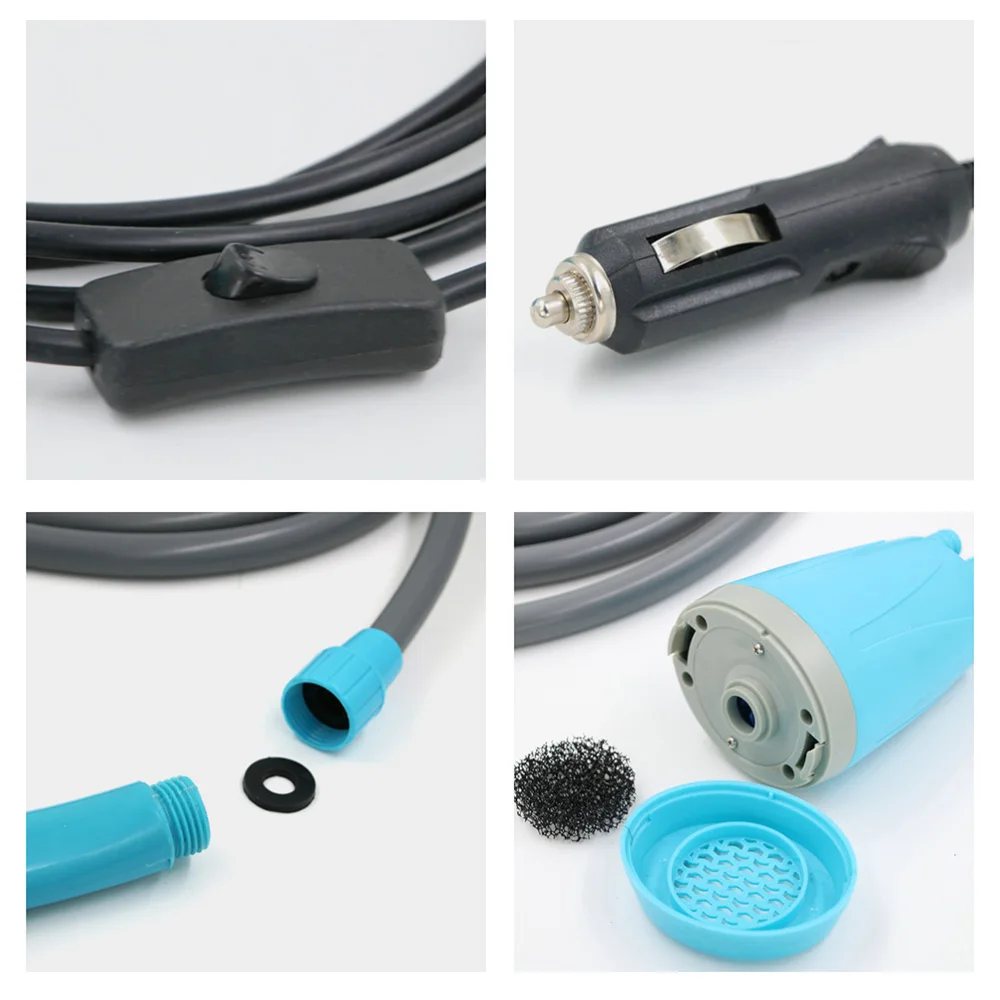 

1 Set Portable Outdoor Camping Shower Automotive Outdoor 12V Shower Set for Travel Sun Bathing Pet Washing (Sky-blue)