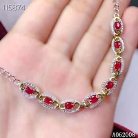 kjjeaxcmy fine jewelry 925 sterling silver inlaid natural ruby bracelet delicate female vintage gemstone bracelet support test
