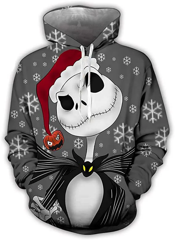 

2020 New Christmas Nightmare Hoodies For Men Black Cartoon Ghost Hooded Sweatshirts Crewneck Halloween Pullover Hoodie Winter